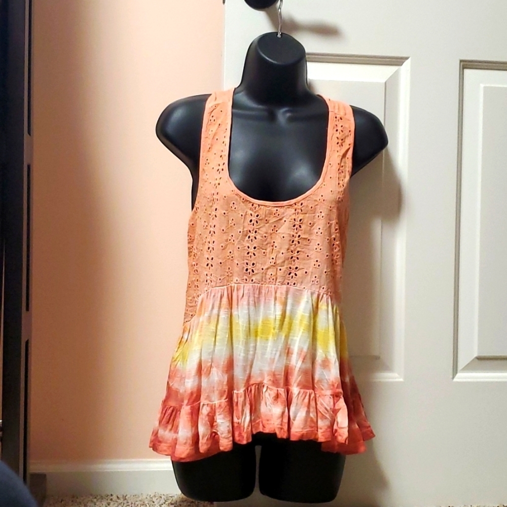 American Rag Eyelet Tie Die Sleeveless Top